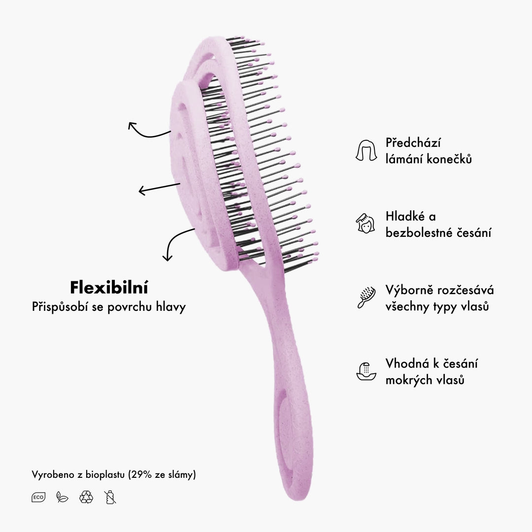 Organický Rozčesávací Kartáč - Netrhá a Neláme vlasy | BIO VEGAN vyrobeno z bioplastu | Pink