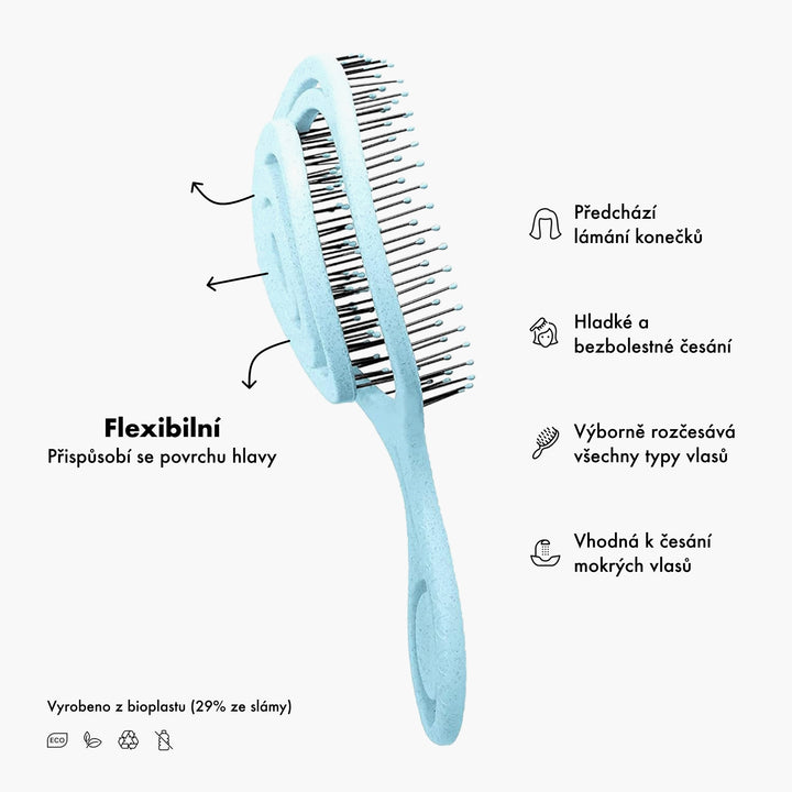 Organický Rozčesávací Kartáč - Netrhá a Neláme vlasy | BIO VEGAN vyrobeno z bioplastu | Blue
